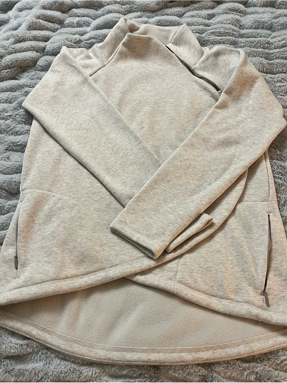 Athleta Cream Half-Zip Fleece Pullover